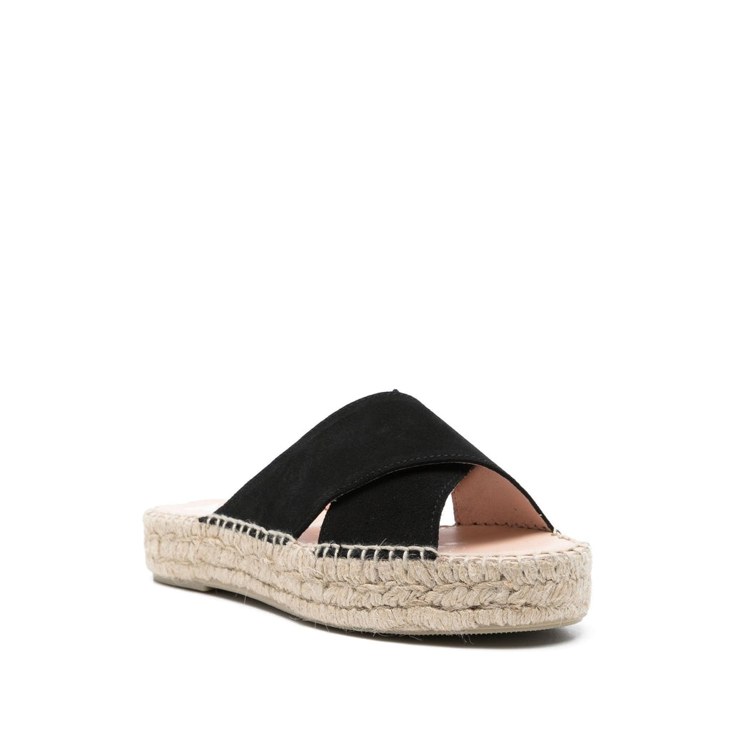 Manebi Double Sole Black Suede Espadrille Slides Size 40 (US9)