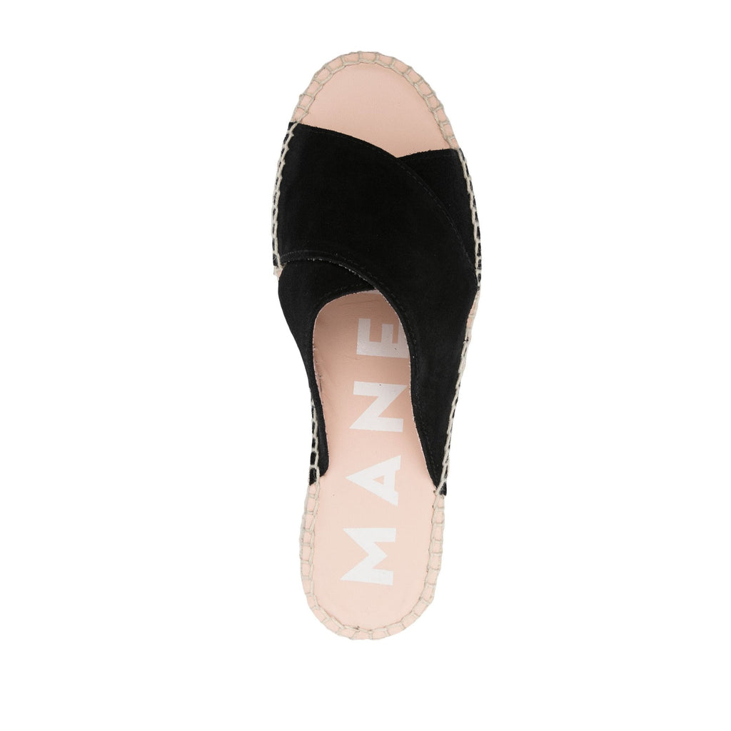 Manebi Double Sole Black Suede Espadrille Slides Size 40 (US9)