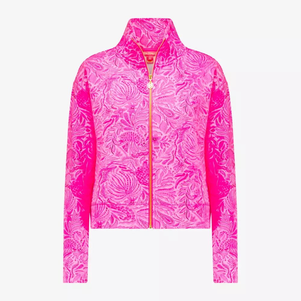 Lilly Pulitzer Wrenley Zip-Up, Cerise Pink Pinkie Promise Jacket Size Large