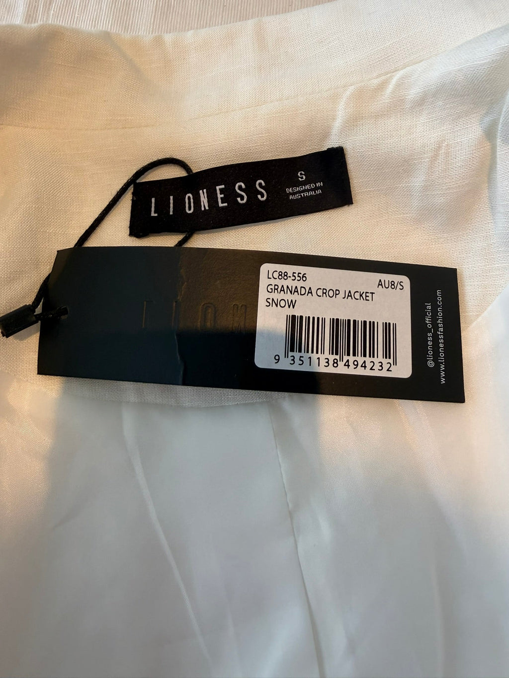 Lioness Granada White Crop Jacket Size Small
