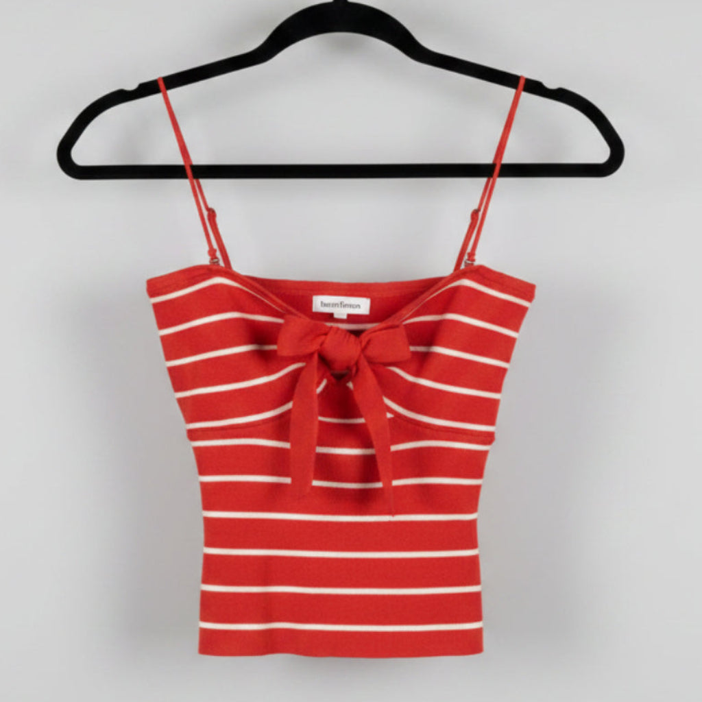 Heartloom Red Striped Bow Crop Top NWT  Size XS | Tie-Front Sleeveless Blouse