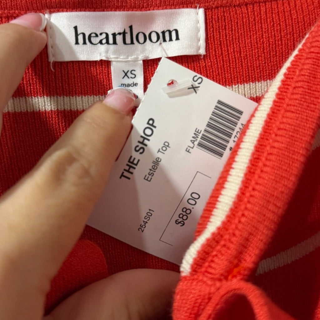 Heartloom Red Striped Bow Crop Top NWT  Size XS | Tie-Front Sleeveless Blouse