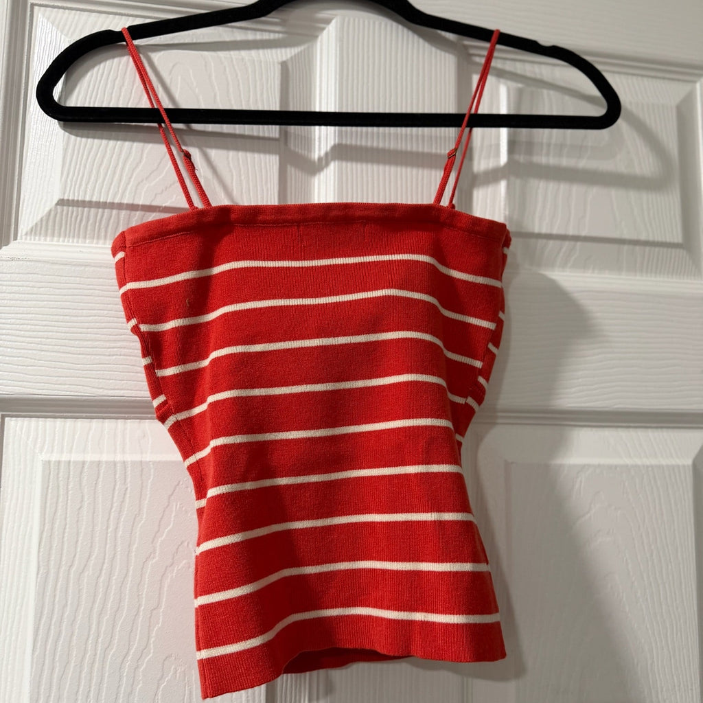Heartloom Red Striped Bow Crop Top NWT  Size XS | Tie-Front Sleeveless Blouse