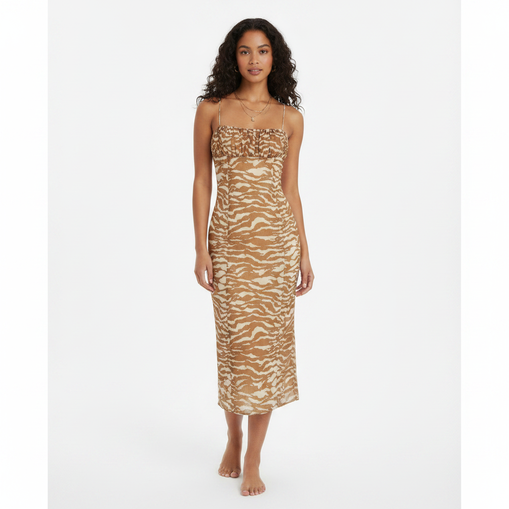 Camilla Coelho Zebra Print Midi Dress Size XXS