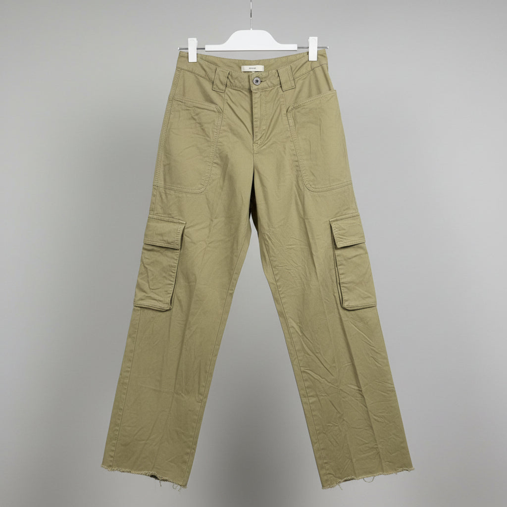 Ba&sh Olive Green Distressed Hem Cargo Pants Size 38 (US 6) | Utility Trousers