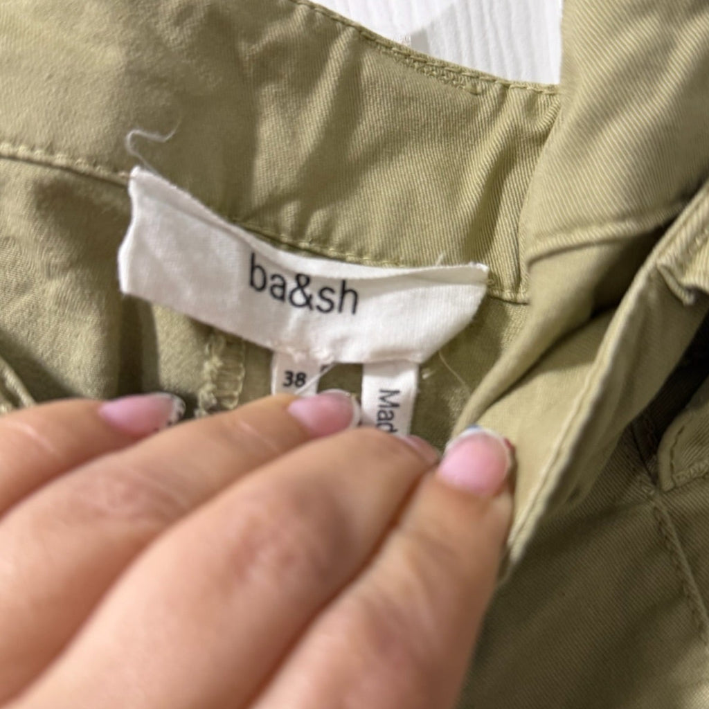 Ba&sh Olive Green Distressed Hem Cargo Pants Size 38 (US 6) | Utility Trousers