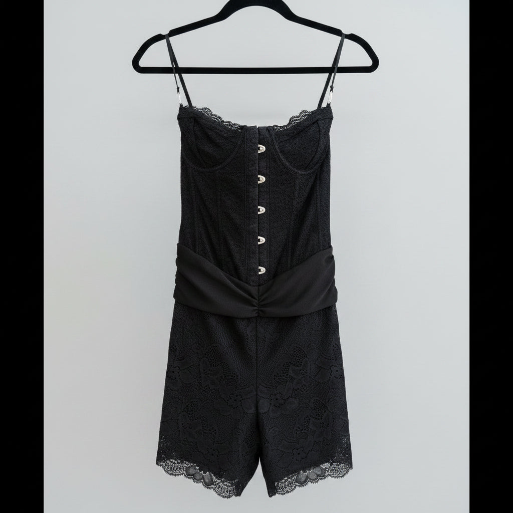 Outcast Black Lace Corset Romper Size Small