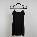 Susana Monaco Black Lace Trim Slip Dress Size S | Satin Mini Dress