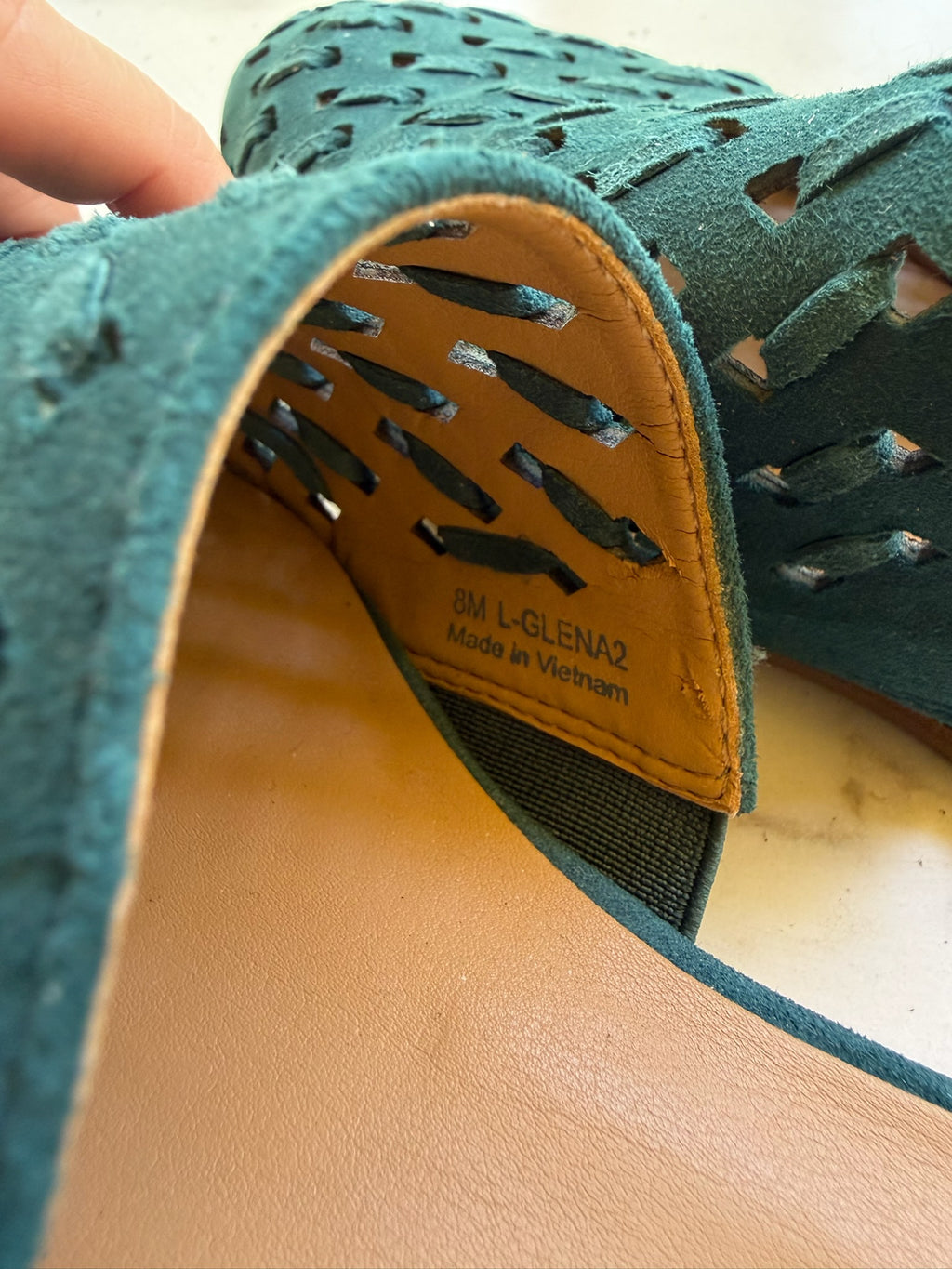 Franco Sarto Green Woven Suede Mules Size 8