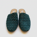 Franco Sarto Green Woven Suede Mules Size 8