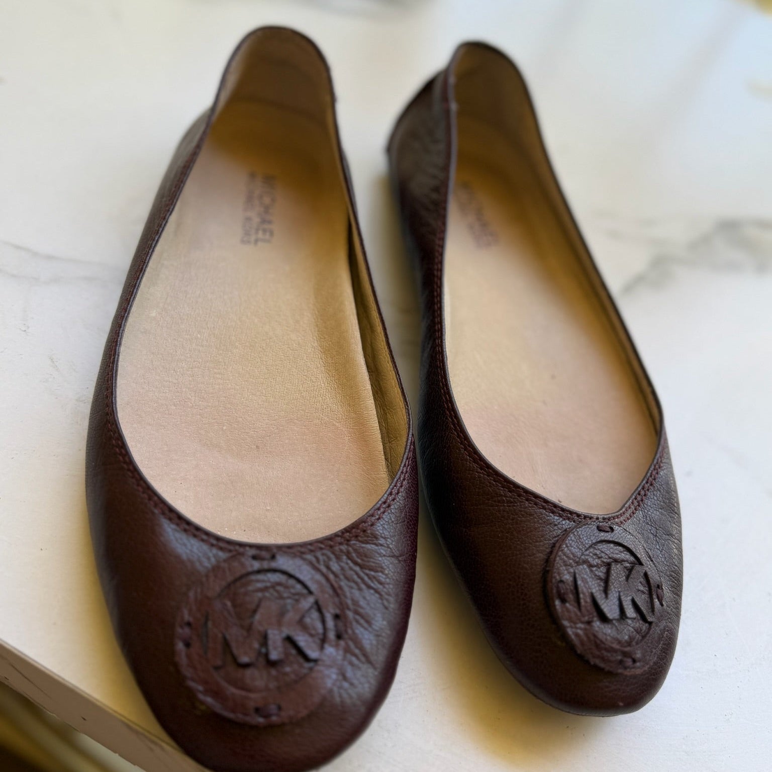 Michael Kors Brown Leather Driver Flats Size 7.5