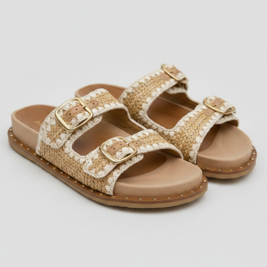 Aldo Woven Double Buckle Slide Sandals Size 8