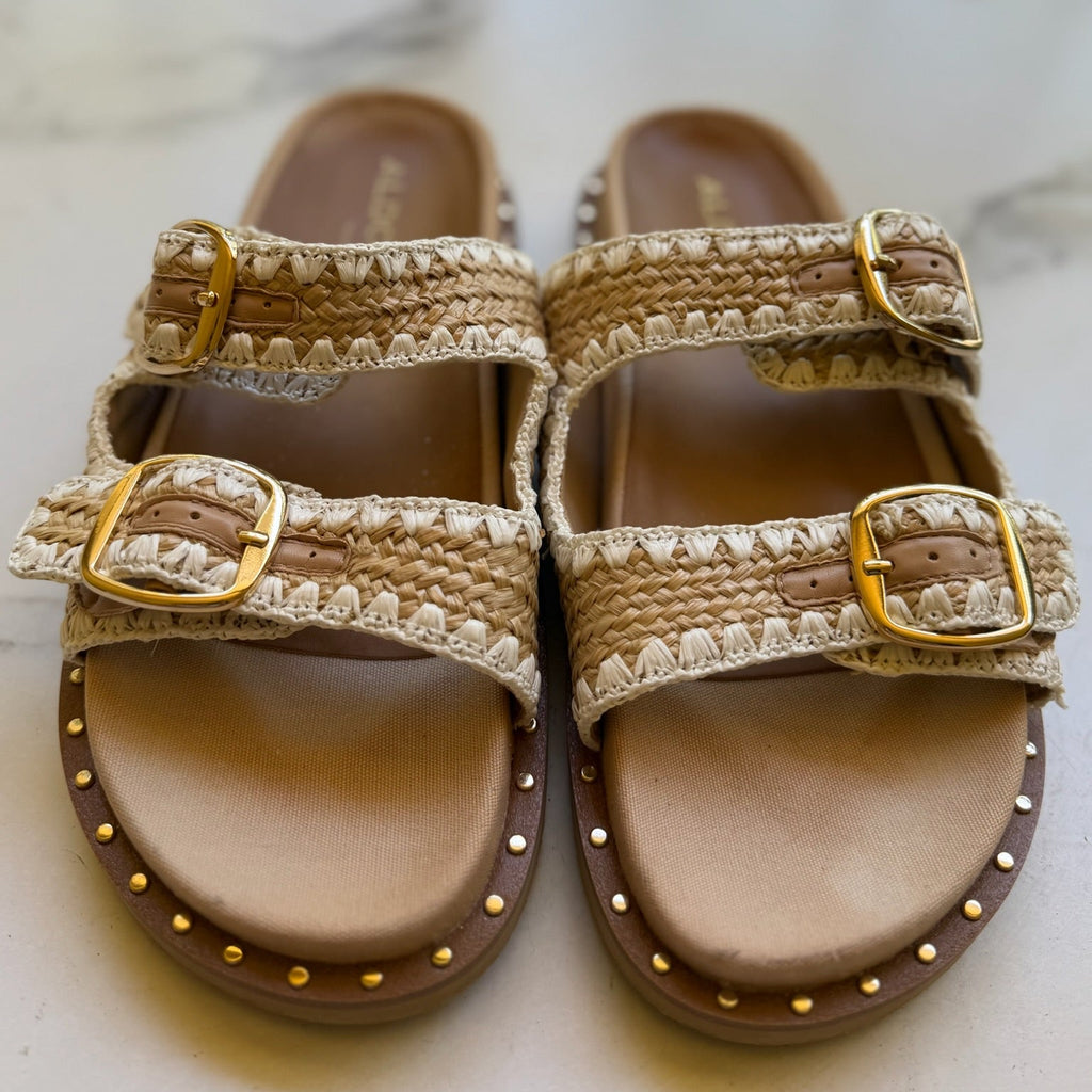 Aldo Woven Double Buckle Slide Sandals Size 8