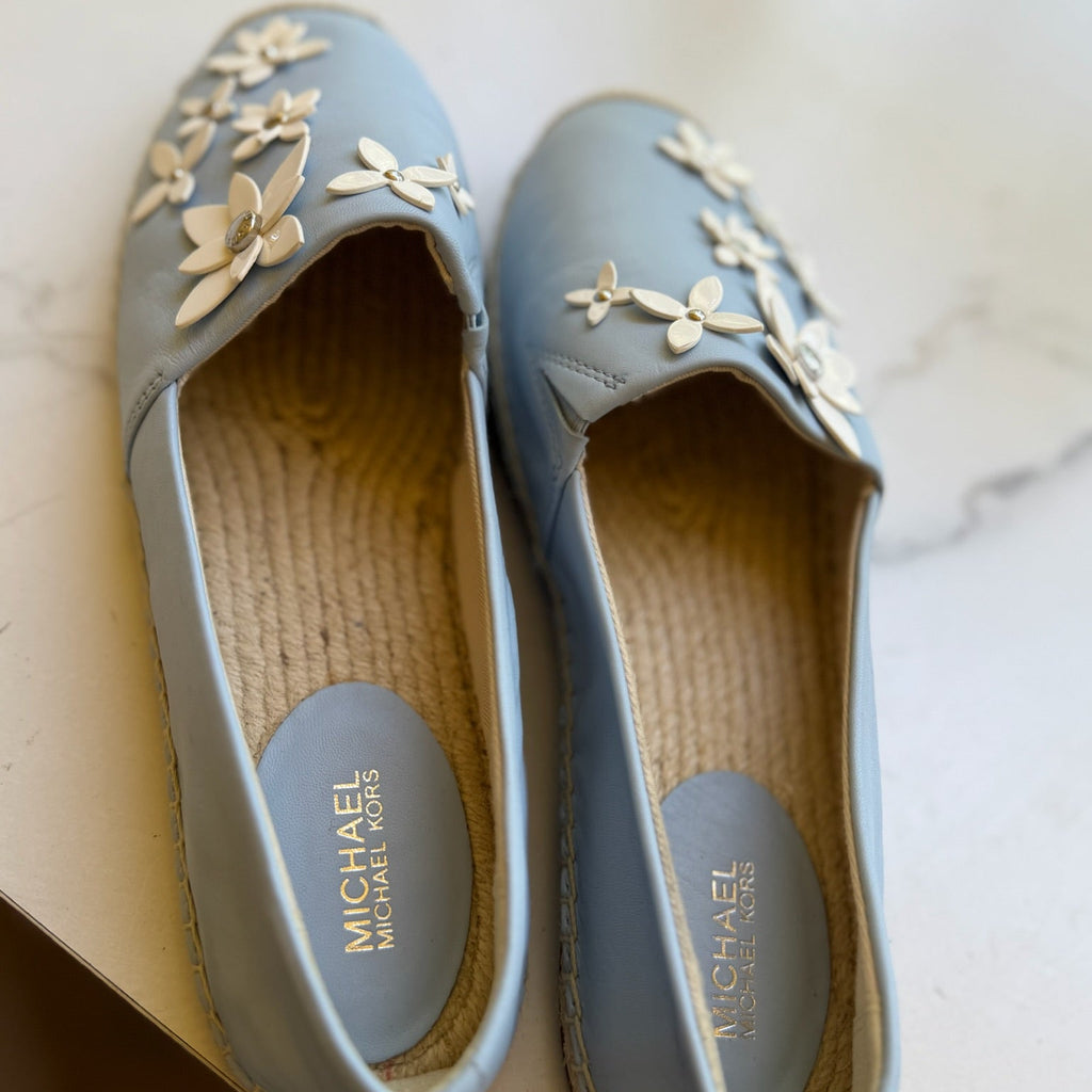 Michael Kors Floral Leather Espadrilles Size 8.5