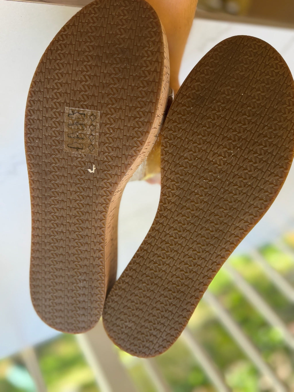 Michael Kors Gold Cork Wedge Sandals Size 8