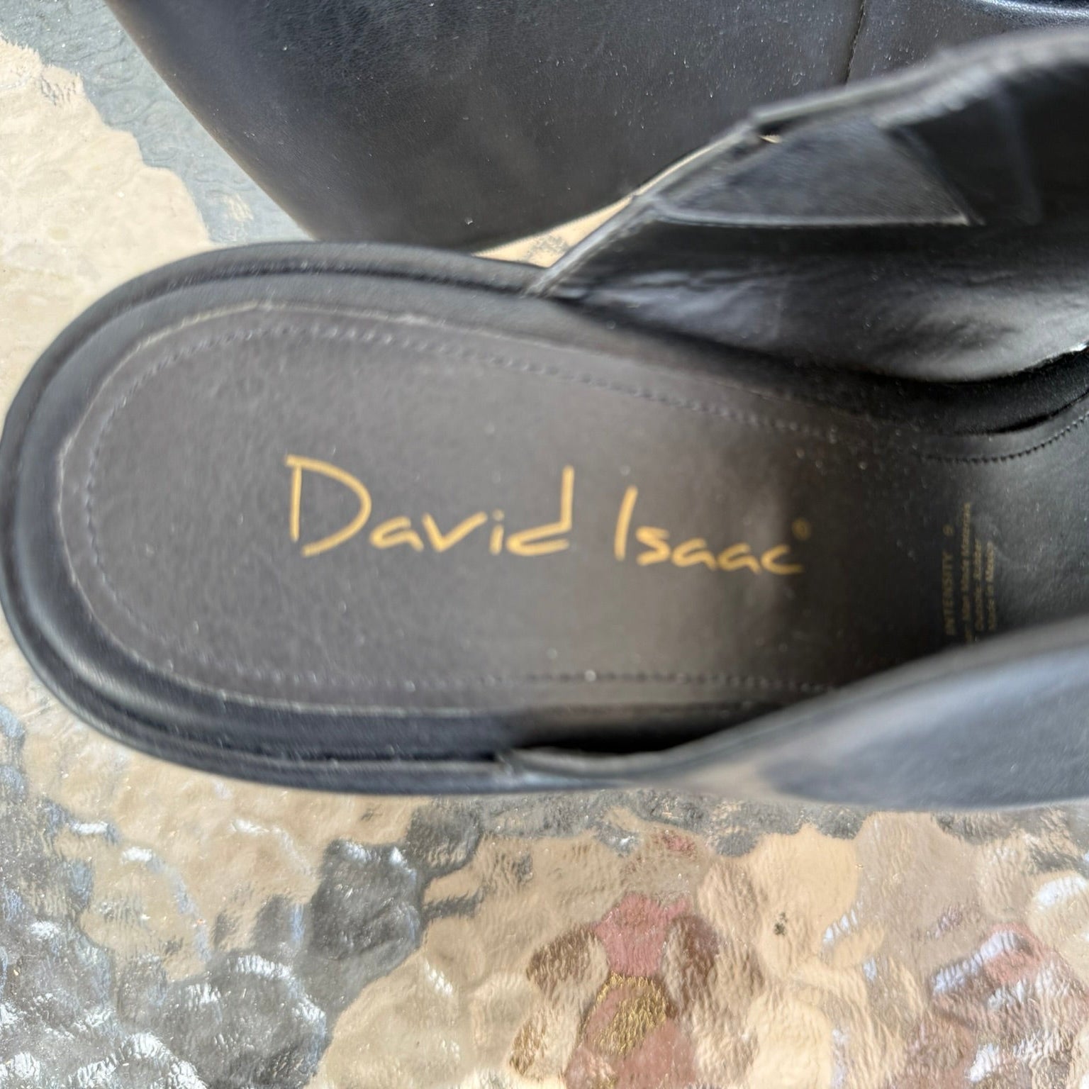 David Isaac Black Platform Sandals Size 8