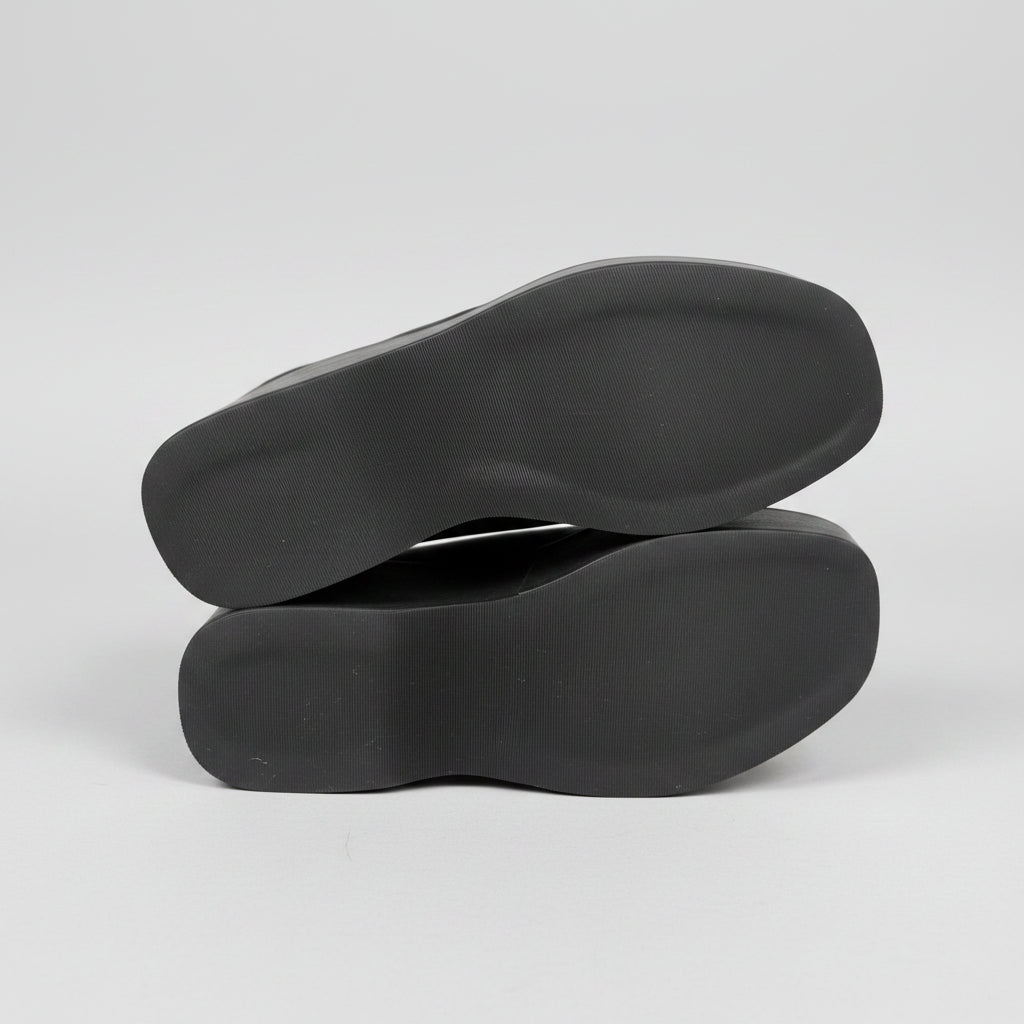 David Isaac Black Platform Sandals Size 8