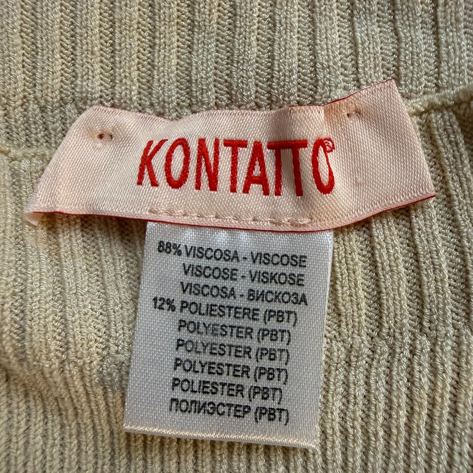 Kontatto Beige Ribbed Sleeveless Knit Top Size Small