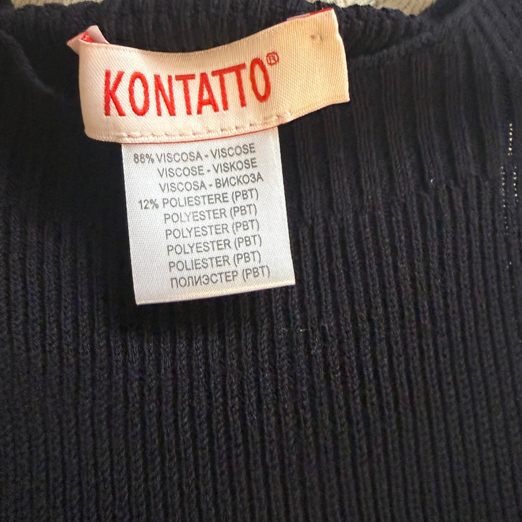 Kontatto Black Ribbed Sleeveless Knit Top Size Small