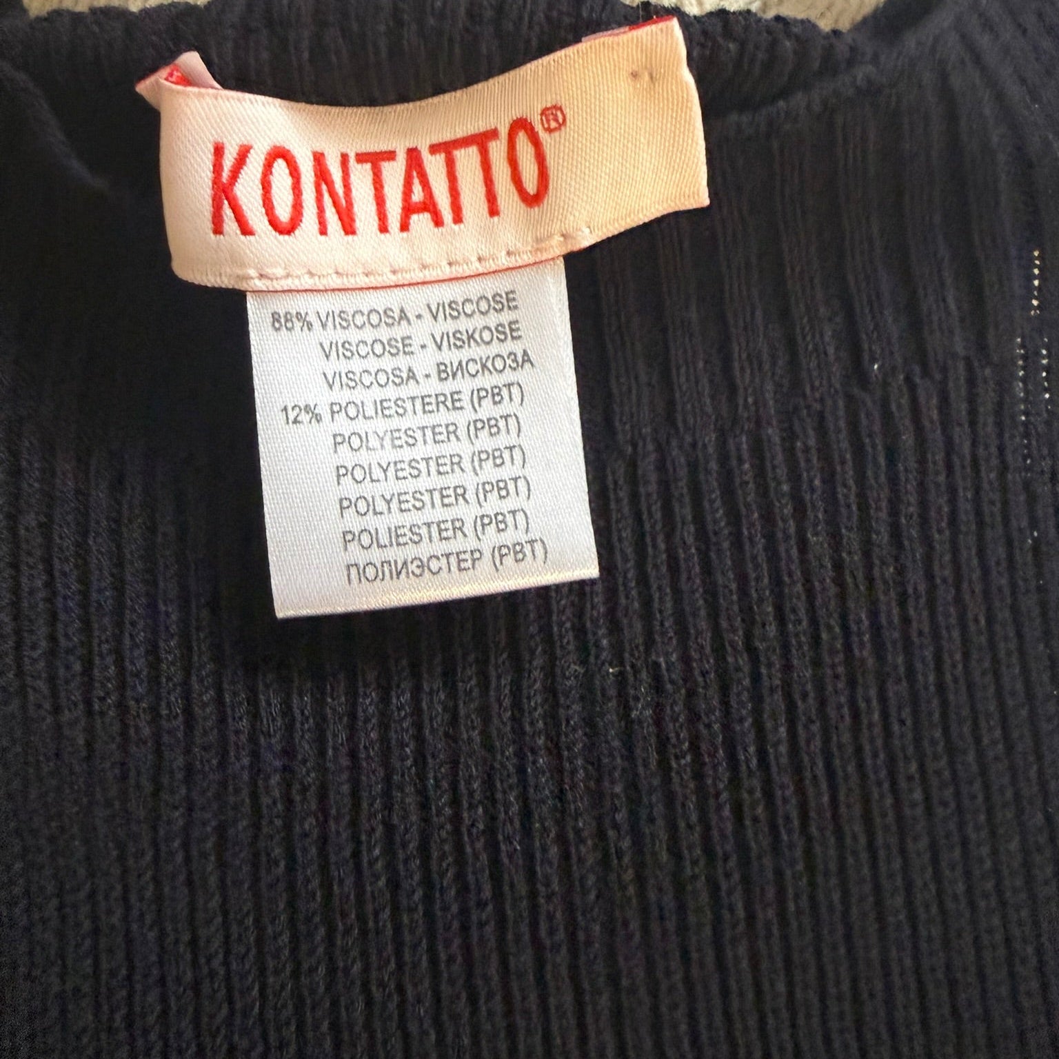 Kontatto Black Ribbed Sleeveless Knit Top Size Small