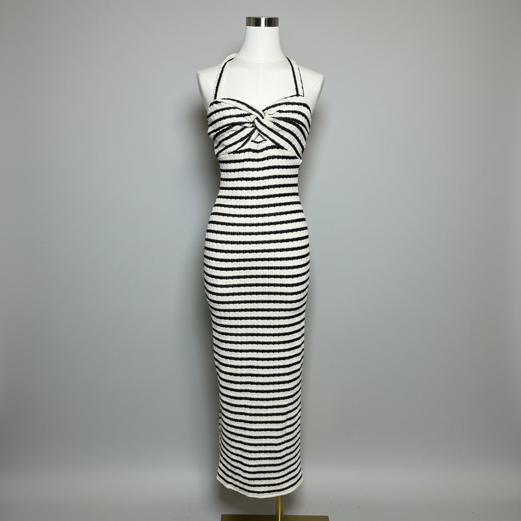 Illa Illa Striped Bodycon Midi Dress Size Small