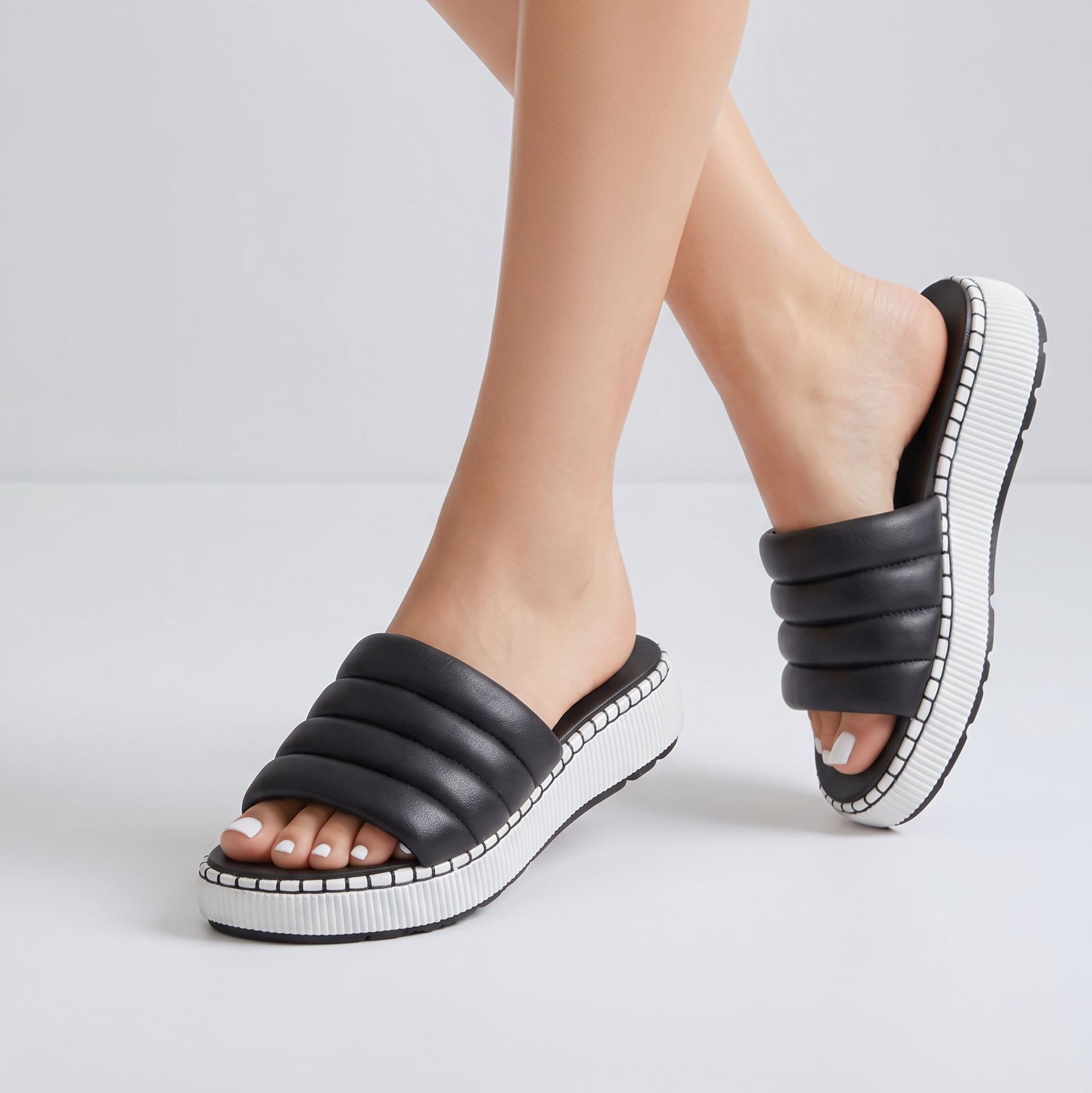 Cougar Padded Platform Slide Sandals Size 8.5