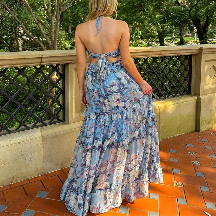 ASTR The Label Kitsune Floral Cutout Maxi Dress Size Small