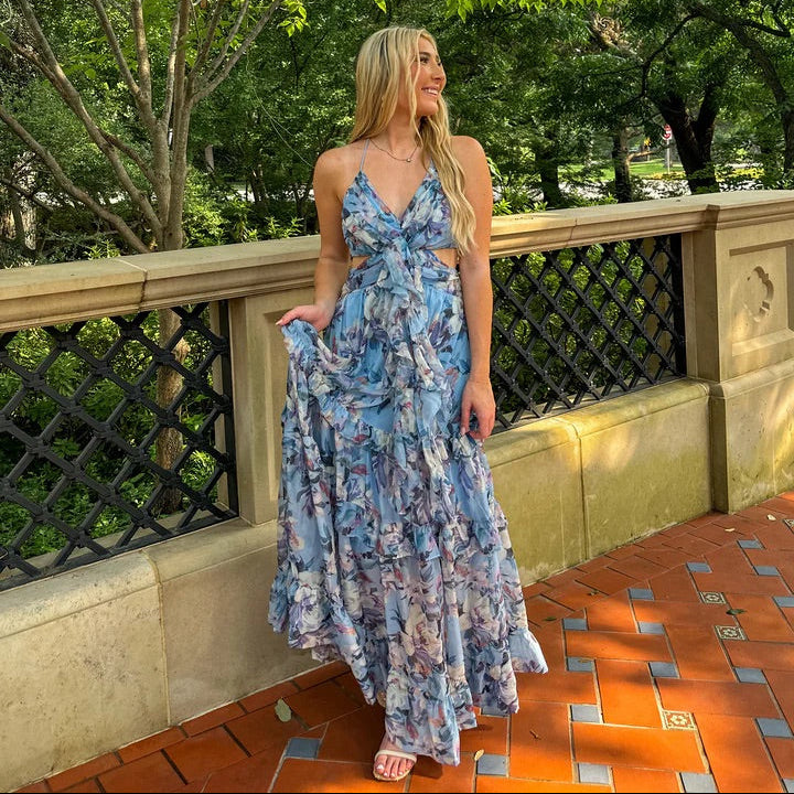 ASTR The Label Kitsune Floral Cutout Maxi Dress Size Small
