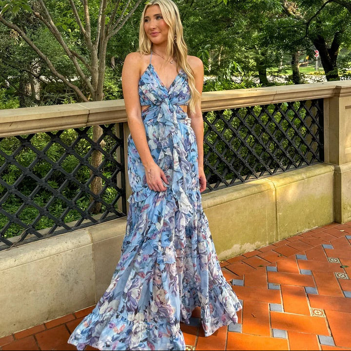 ASTR The Label Kitsune Floral Cutout Maxi Dress Size Small