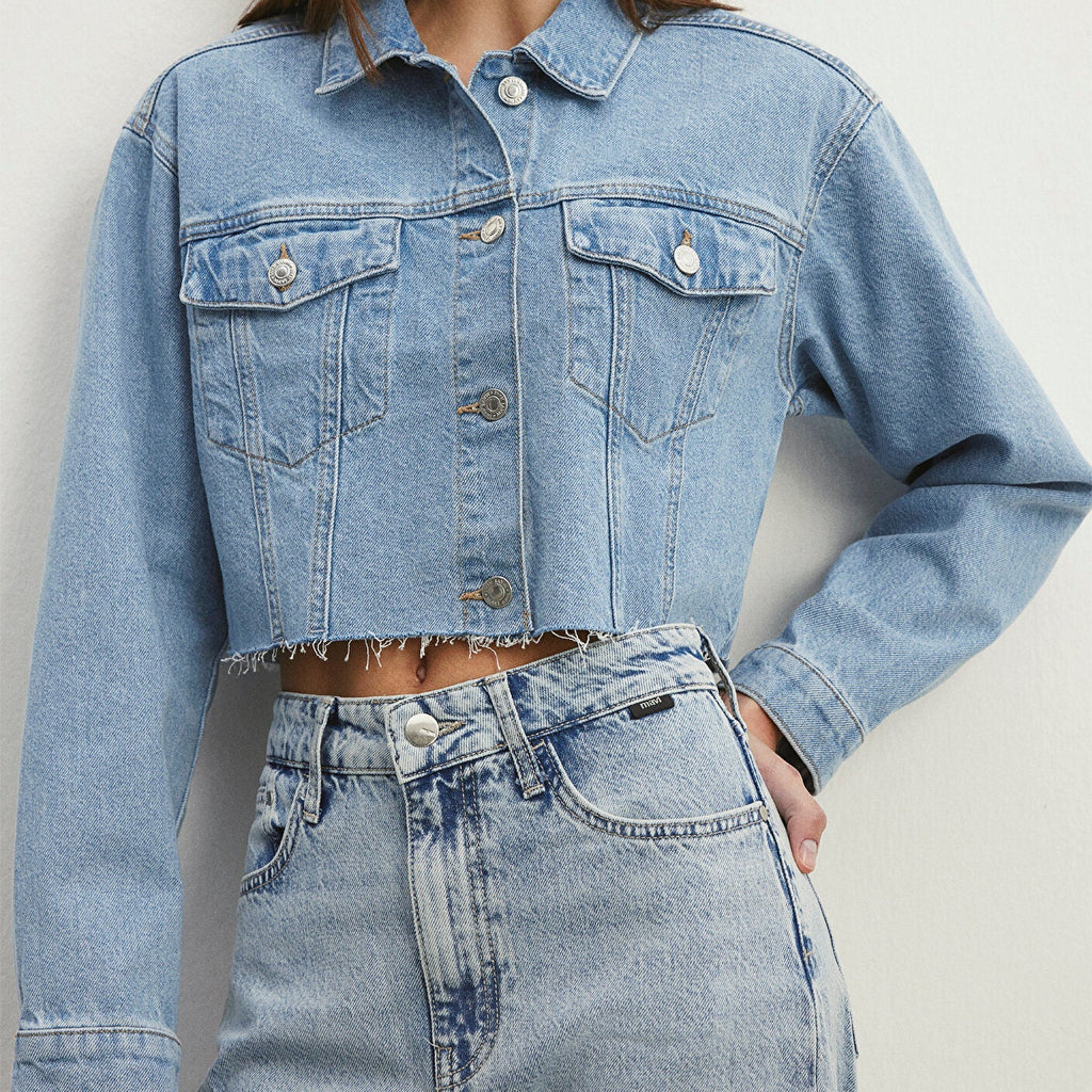 Mavi Brenda Mid Blue 90's Raw Hem Jacket Size Medium