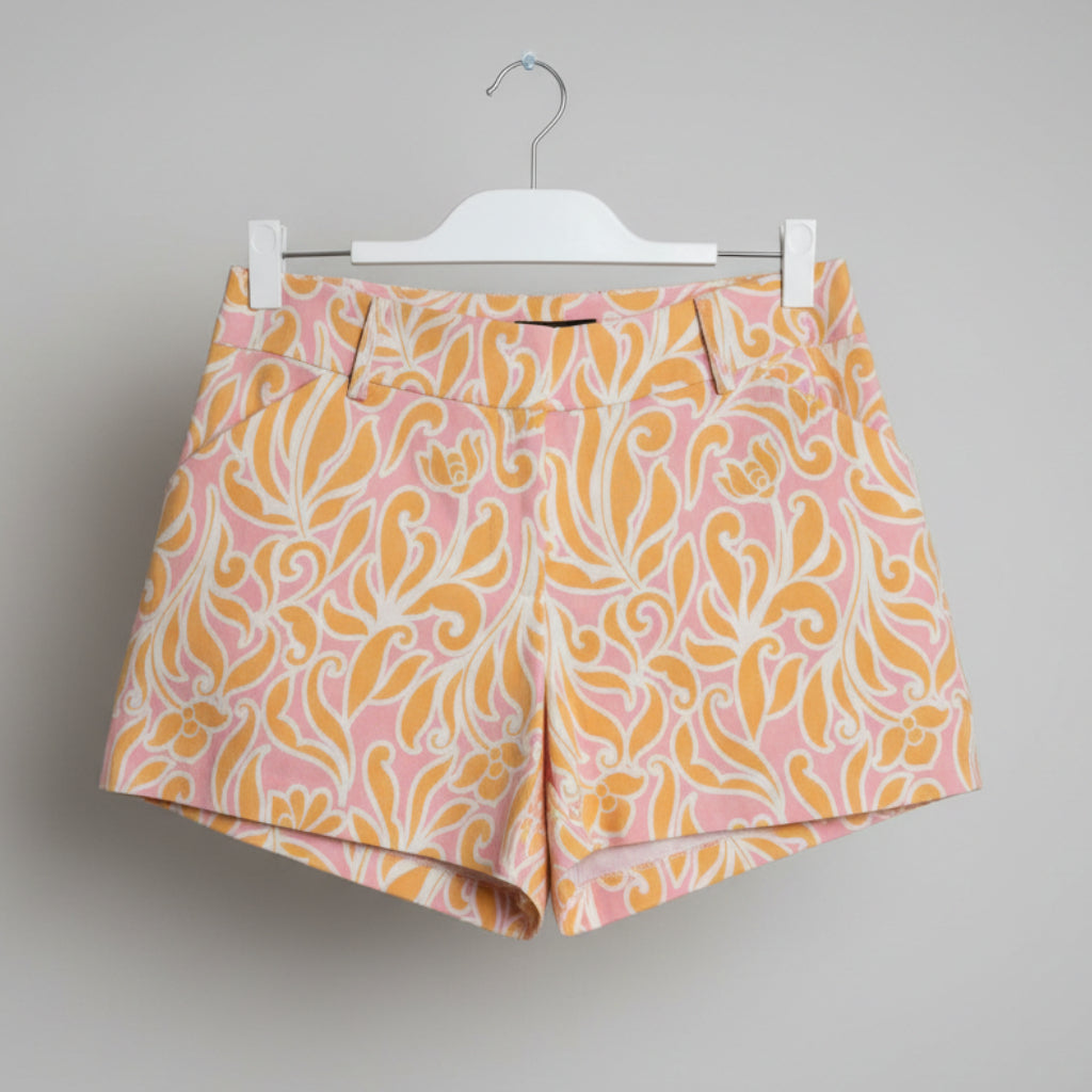 Drew Pink & Yellow Floral Shorts Size 10 NWT | High-Waisted Printed Shorts