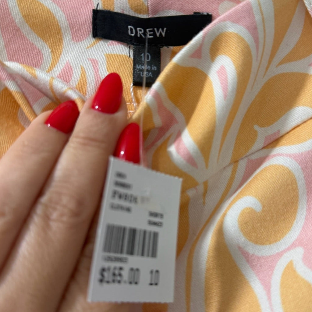 Drew Pink & Yellow Floral Shorts Size 10 NWT | High-Waisted Printed Shorts