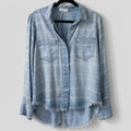 Bella Dahl Striped Tencel Button-Down Shirt Size M | Lightweight Casual Blouse
