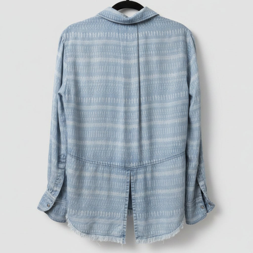 Bella Dahl Striped Tencel Button-Down Shirt Size M | Lightweight Casual Blouse