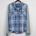 Bella Dahl Plaid Hoodie Button-Down Shirt Size L | Casual Layering Top