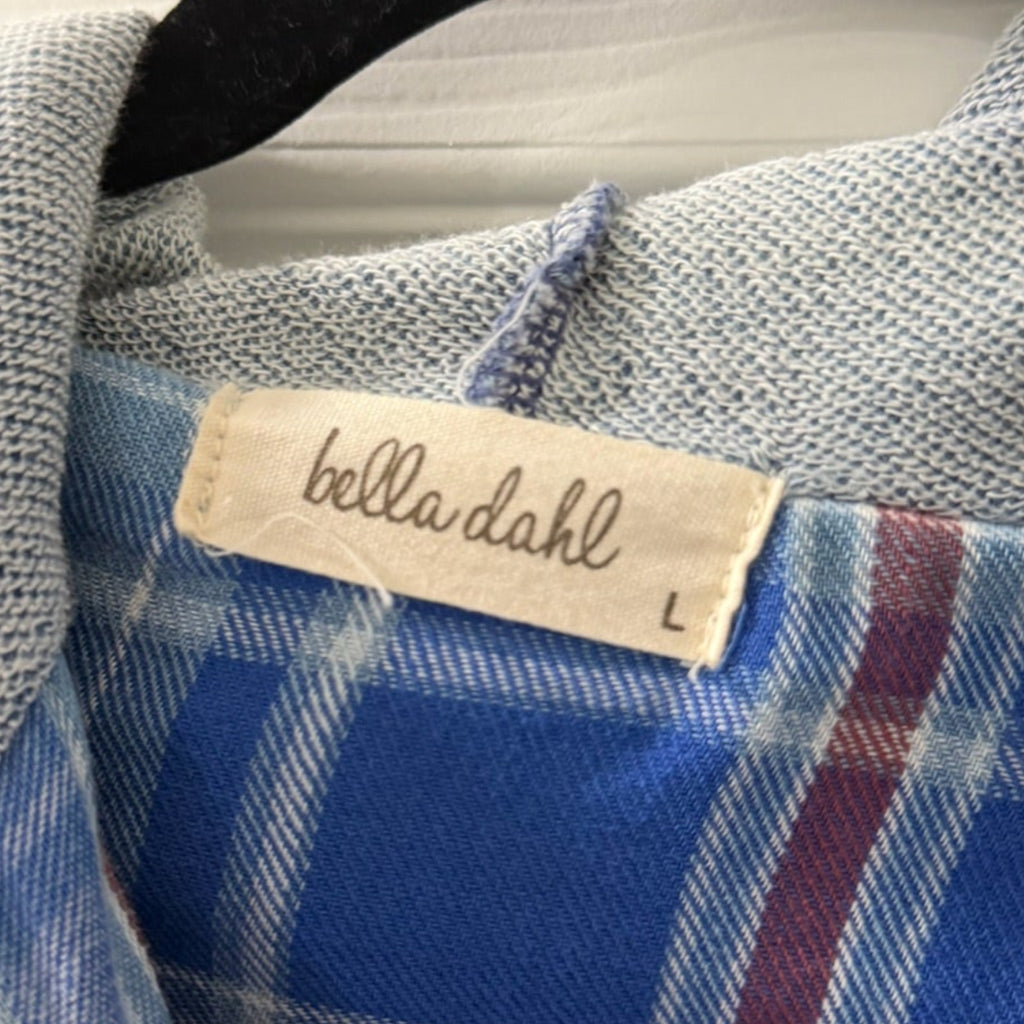 Bella Dahl Plaid Hoodie Button-Down Shirt Size L | Casual Layering Top