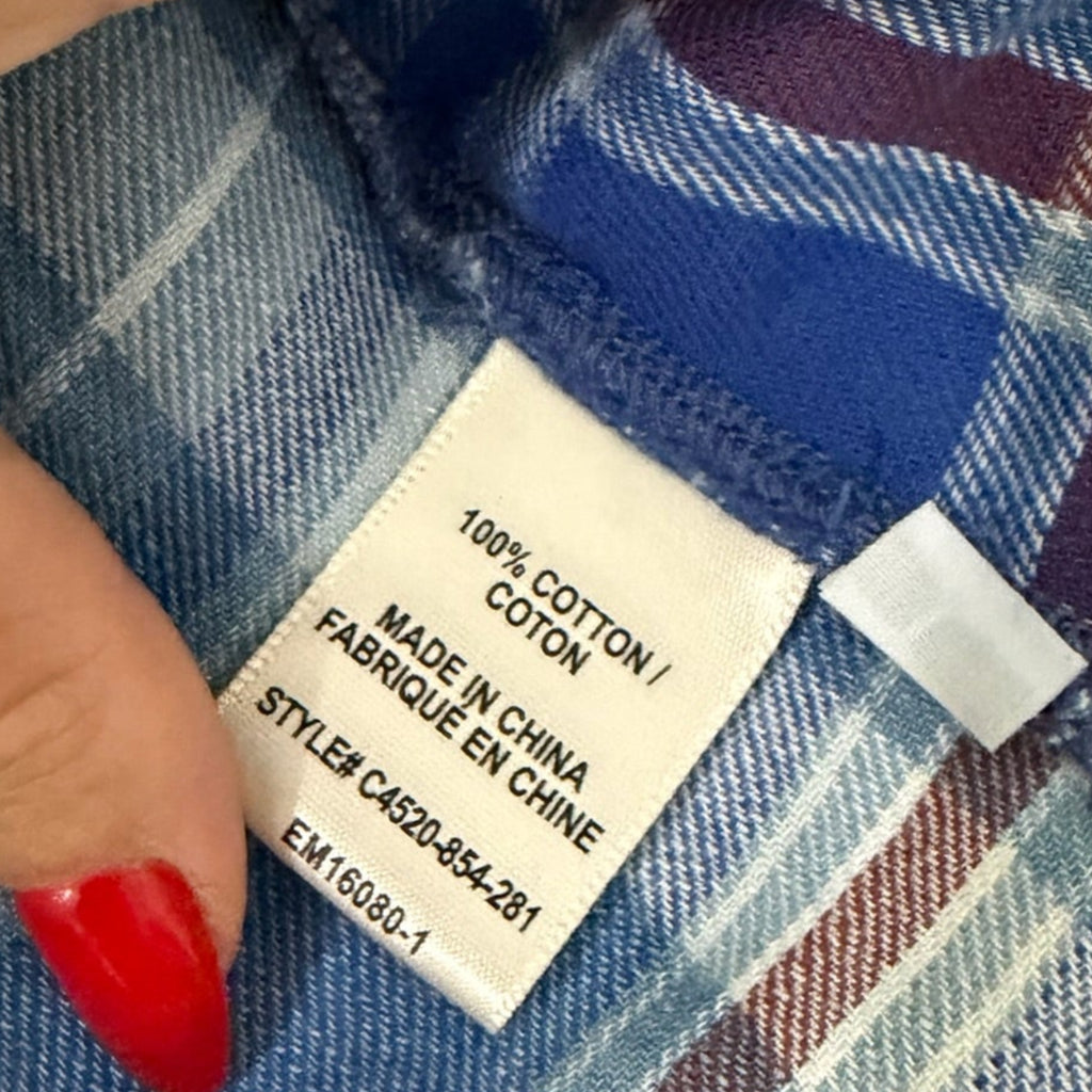 Bella Dahl Plaid Hoodie Button-Down Shirt Size L | Casual Layering Top