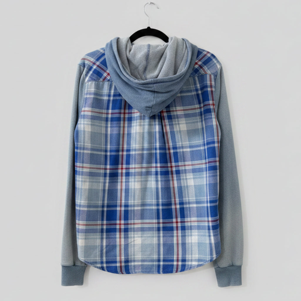 Bella Dahl Plaid Hoodie Button-Down Shirt Size L | Casual Layering Top