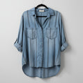 Bella Dahl Striped Tencel Button-Down Shirt Size M | Lightweight Casual Blouse