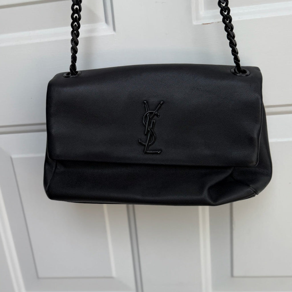 Saint Laurent Black Leather Monogram Shoulder Bag