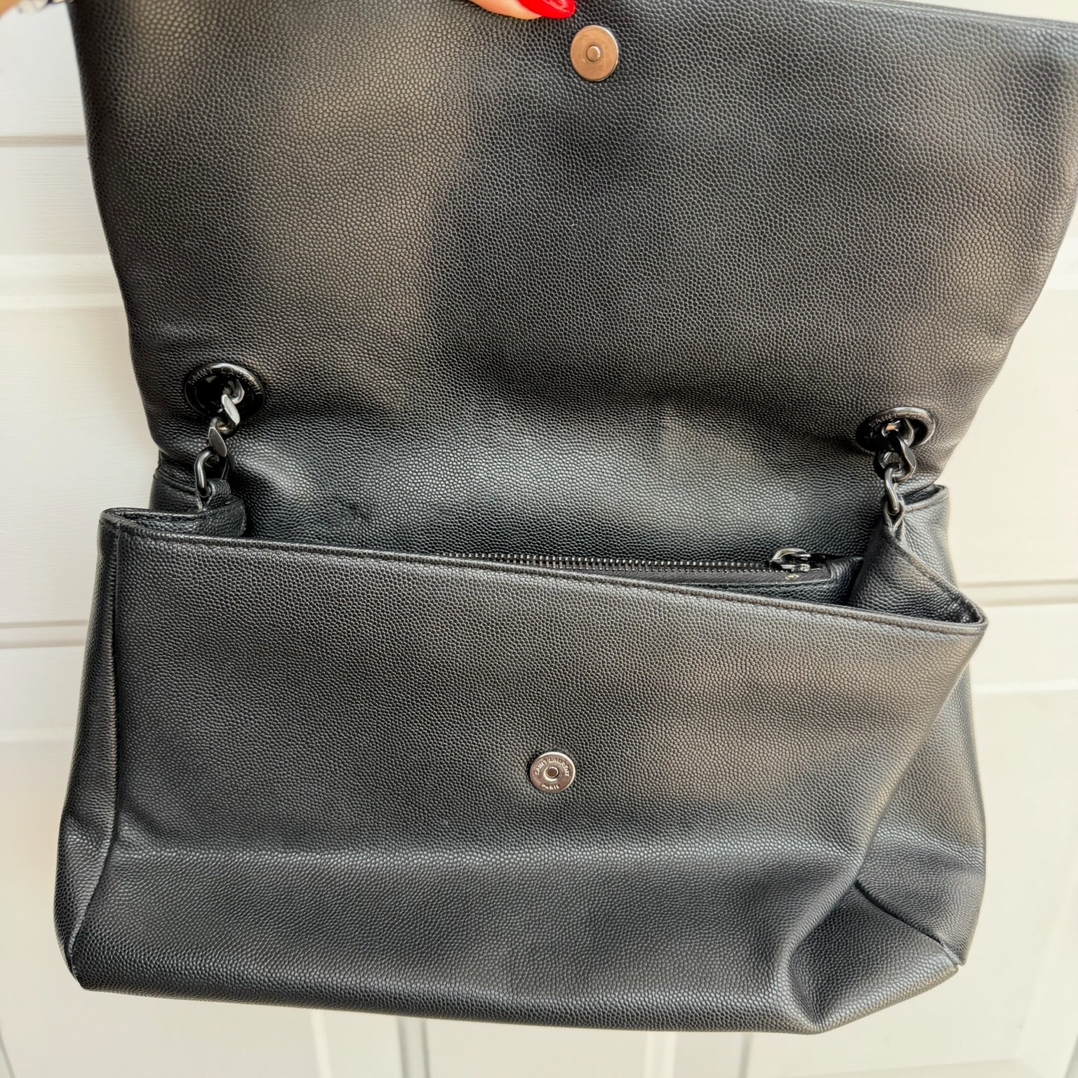 Saint Laurent Black Leather Monogram Shoulder Bag