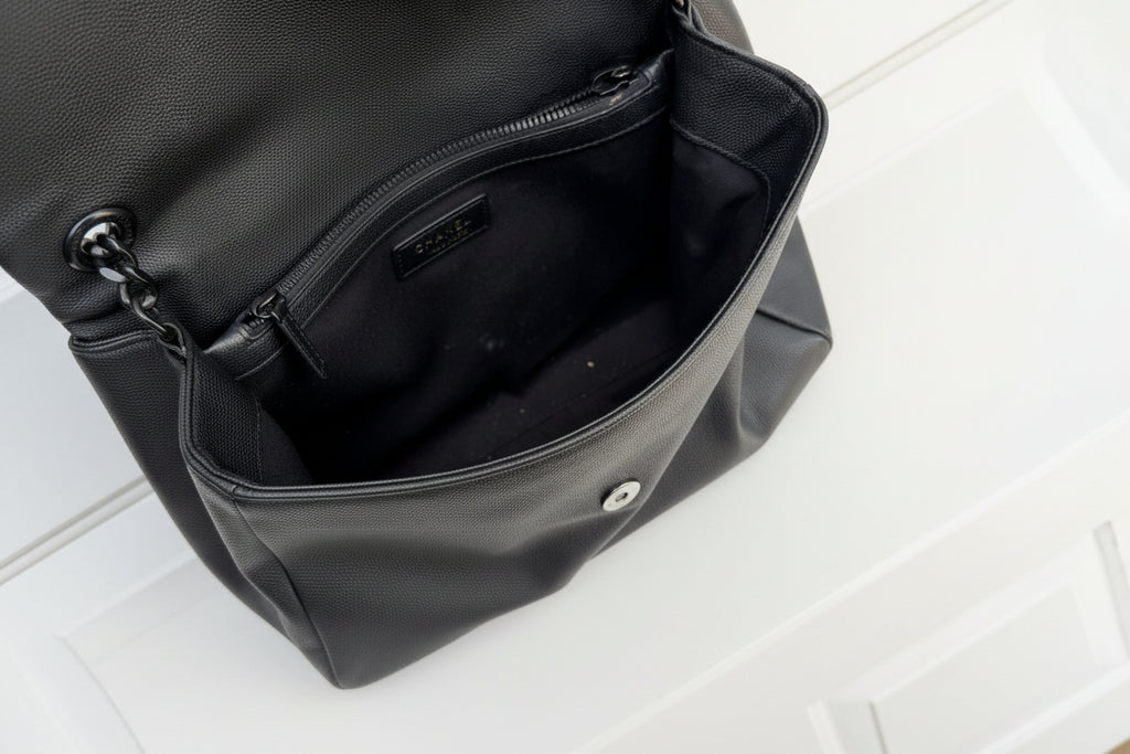 Saint Laurent Black Leather Monogram Shoulder Bag