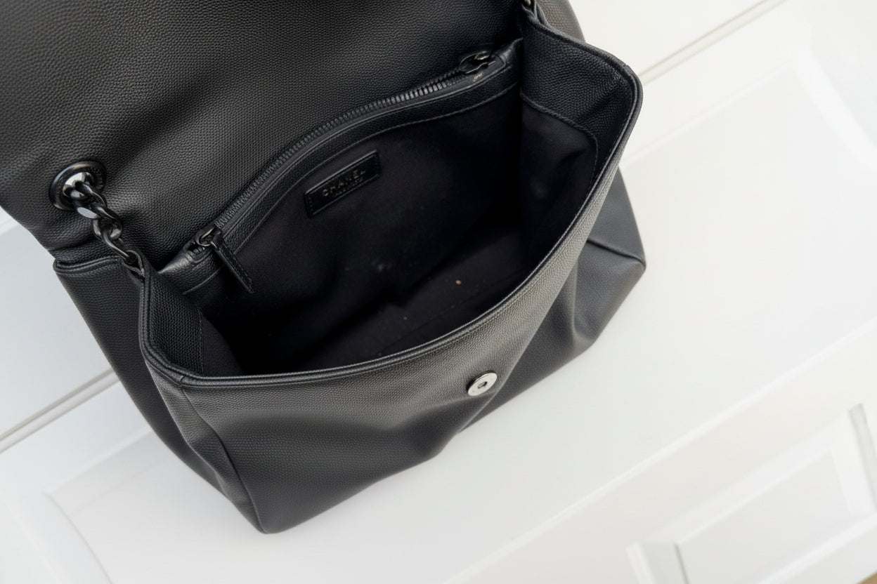 Saint Laurent Black Leather Monogram Shoulder Bag