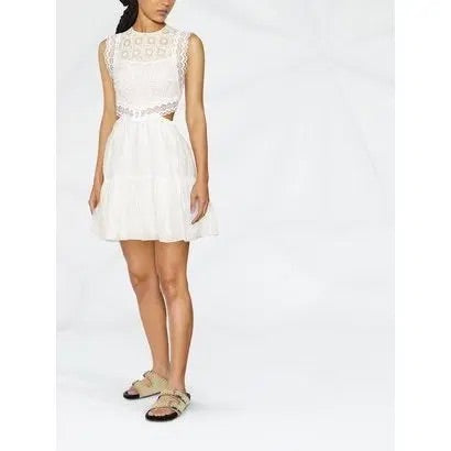Sandro White Lace Cut-Out Dress Size Small (38)