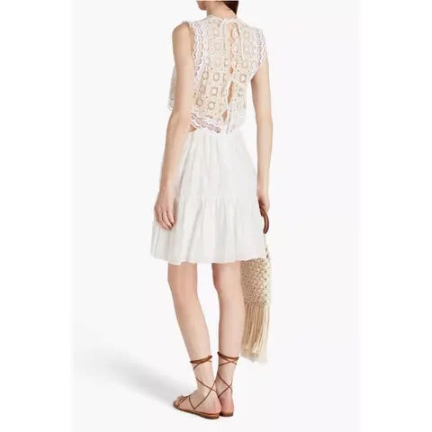 Sandro White Lace Cut-Out Dress Size Small (38)