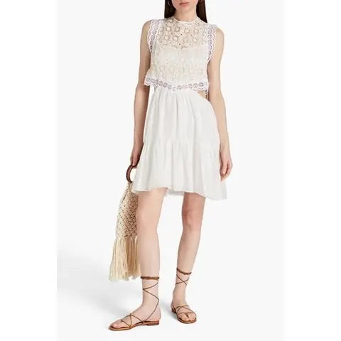 Sandro White Lace Cut-Out Dress Size Small (38)