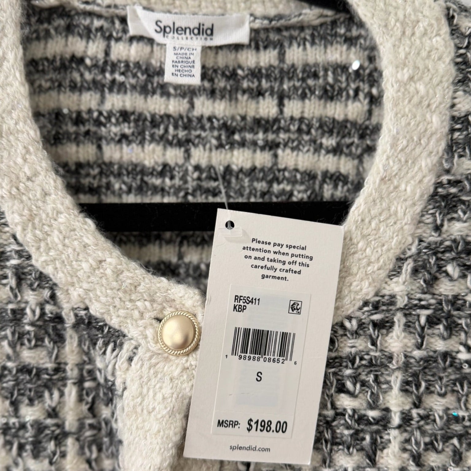 Splendid Tweed Knit Cardigan Jacket Size S