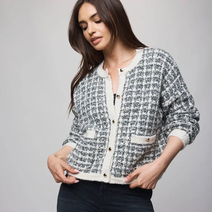 Splendid Tweed Knit Cardigan Jacket Size S