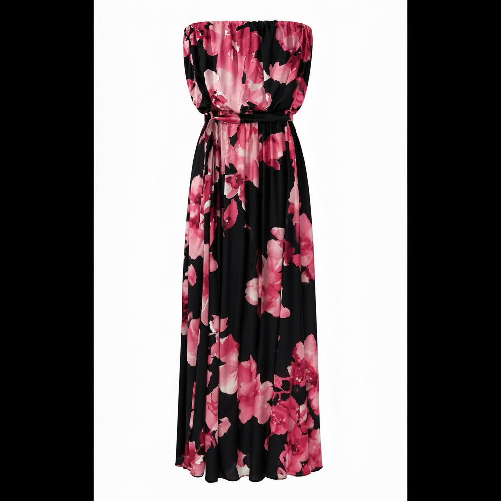 Ariella Floral Print Strapless Maxi Dress Size S