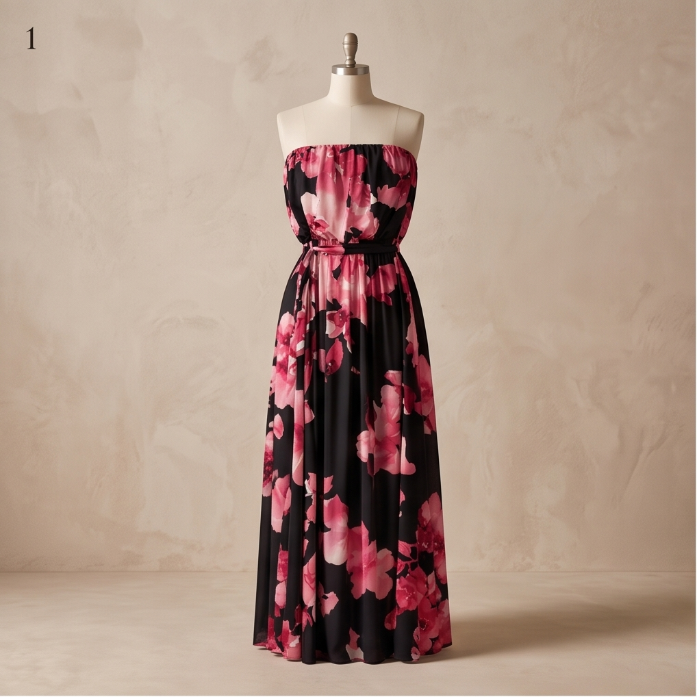 Ariella Floral Print Strapless Maxi Dress Size S